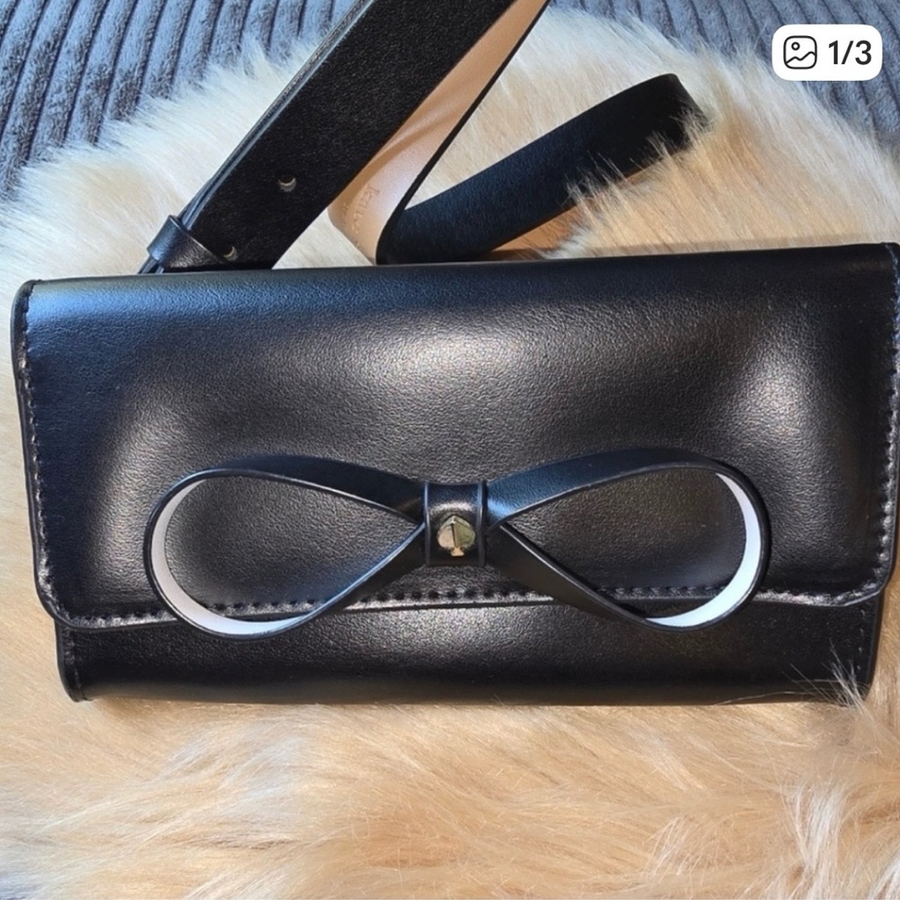Elegant Black Bow Kate Spade Belt/waist Pouch